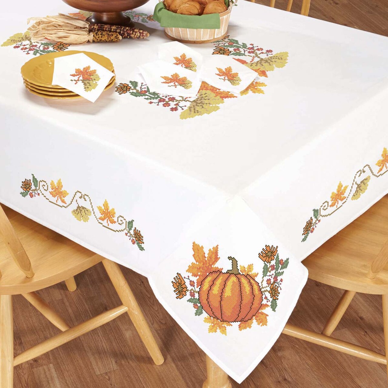 Herrschners Fall Foliage Table Runner Stamped Cross-Stitch